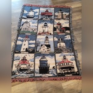 Goodwin Weavers Lighthouses Throw Blanket Cotton 45" x 65"